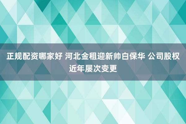 正规配资哪家好 河北金租迎新帅白保华 公司股权近年屡次变更