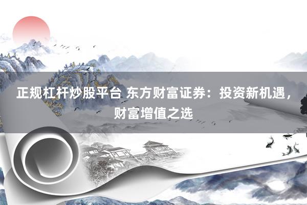 正规杠杆炒股平台 东方财富证券：投资新机遇，财富增值之选