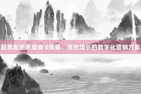 股票配资手续费 E策略：高效增长的数字化营销方案