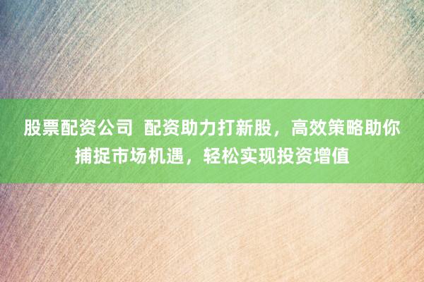股票配资公司  配资助力打新股，高效策略助你捕捉市场机遇，轻松实现投资增值