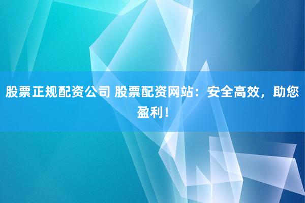 股票正规配资公司 股票配资网站：安全高效，助您盈利！