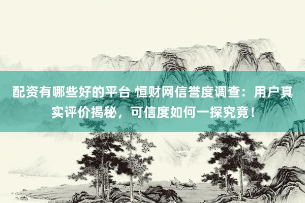 配资有哪些好的平台 恒财网信誉度调查：用户真实评价揭秘，可信度如何一探究竟！