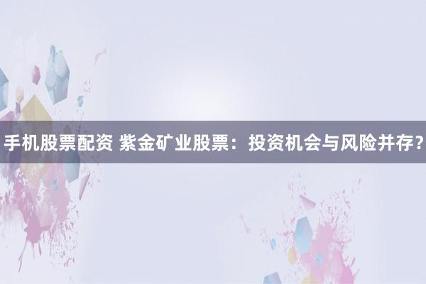 手机股票配资 紫金矿业股票：投资机会与风险并存？