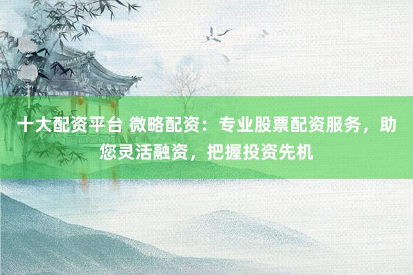 十大配资平台 微略配资：专业股票配资服务，助您灵活融资，把握投资先机