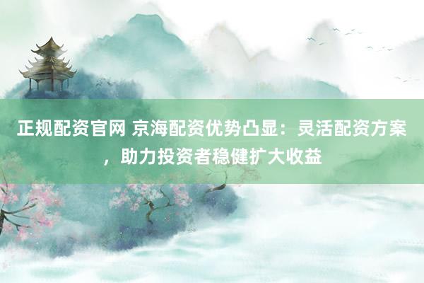 正规配资官网 京海配资优势凸显：灵活配资方案，助力投资者稳健扩大收益