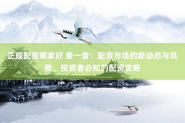 正规配资哪家好 查一查：配资市场的新动态与风险，投资者必知的配资攻略