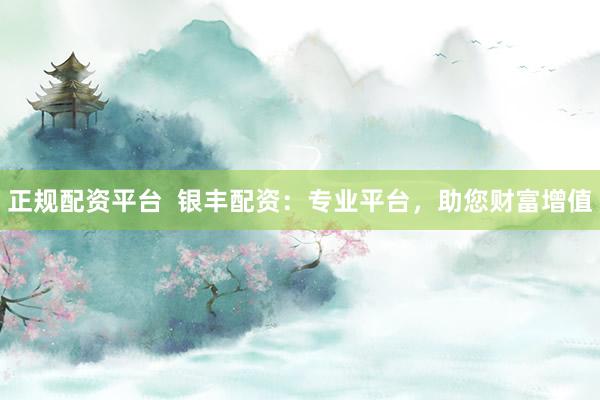 正规配资平台  银丰配资：专业平台，助您财富增值