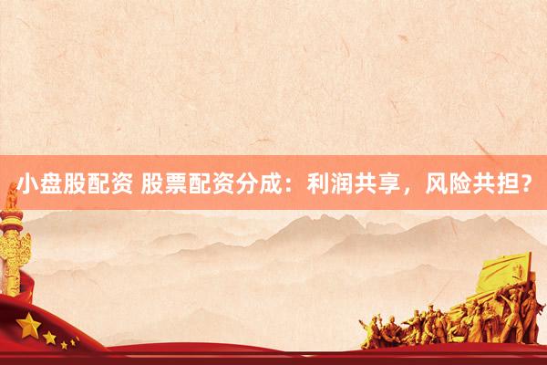 小盘股配资 股票配资分成：利润共享，风险共担？
