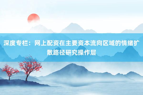 深度专栏：网上配资在主要资本流向区域的情绪扩散路径研究操作层