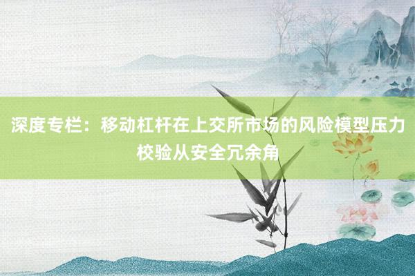 深度专栏：移动杠杆在上交所市场的风险模型压力校验从安全冗余角