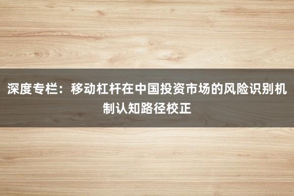 深度专栏：移动杠杆在中国投资市场的风险识别机制认知路径校正